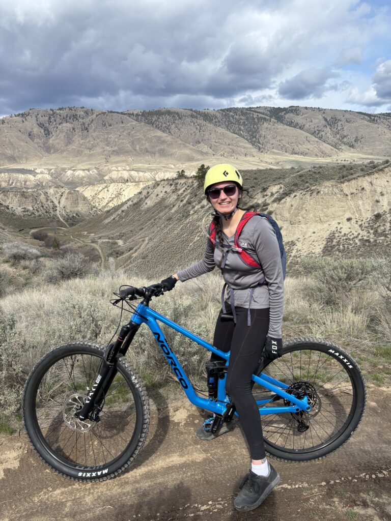 Azul-Sky Posing with her downhill mountain bike at the Kamloops Bike Ranch